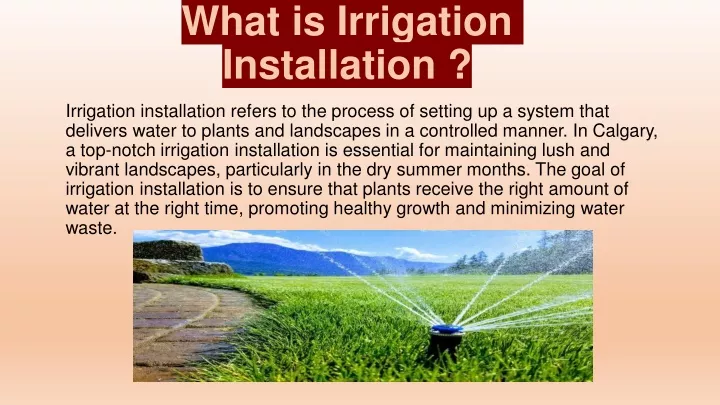 what is irrigation installation