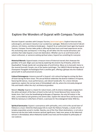 Explore the Wonders of Gujarat with Compass Tourism