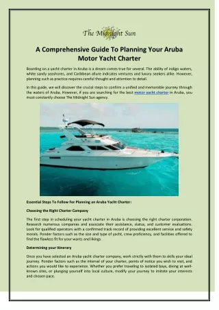 A Comprehensive Guide To Planning Your Aruba Motor Yacht Charter