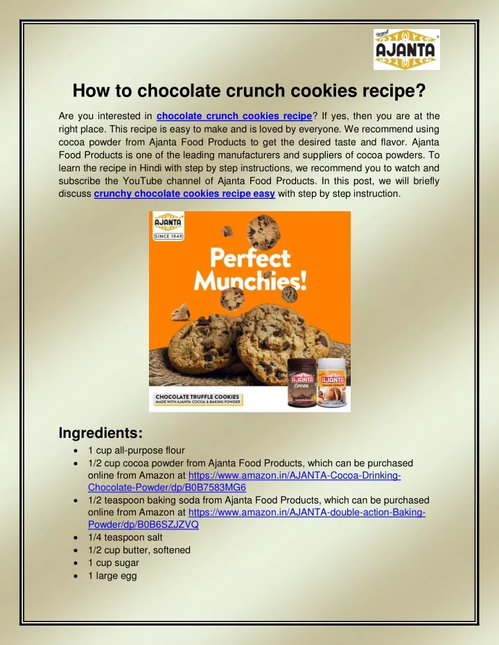how to chocolate crunch cookies recipe