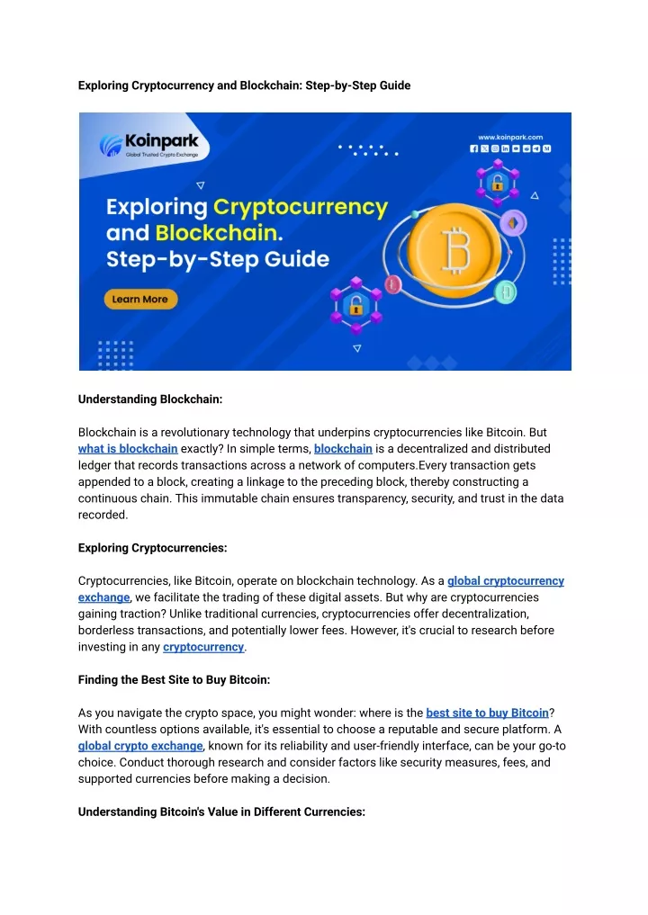 exploring cryptocurrency and blockchain step