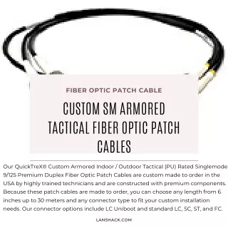Custom SM Armored Tactical Fiber Optic Patch Cables