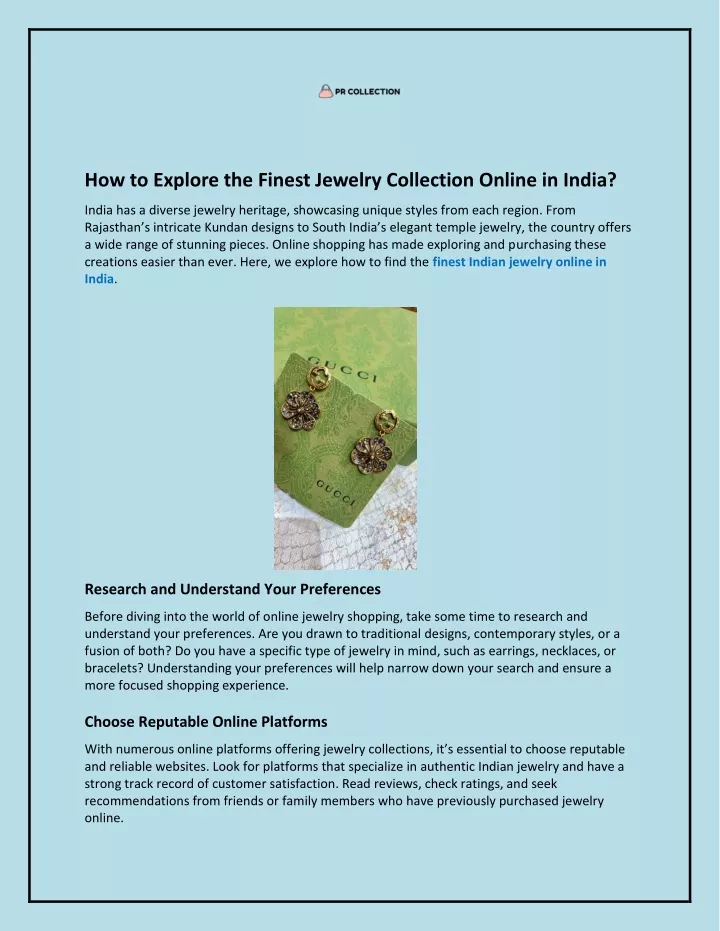 how to explore the finest jewelry collection