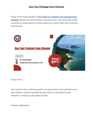 goa tour package from chennai