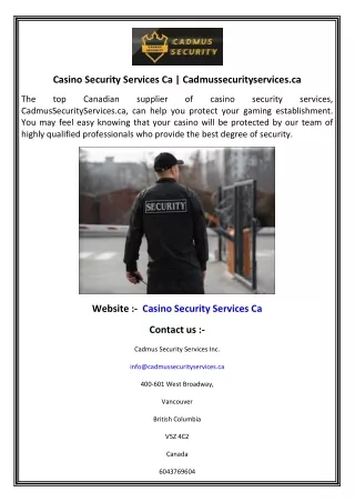 Casino Security Services Ca  Cadmussecurityservices.ca