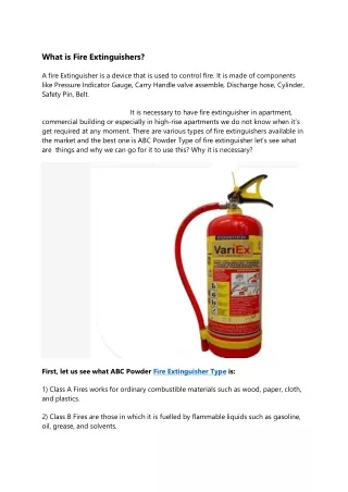 Fire Extinguisher Types:ABC Powder Type of Fire Extinguisher
