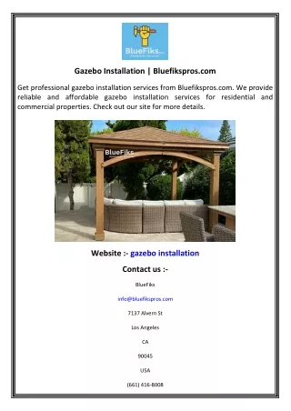 Gazebo Installation  Bluefikspros.com