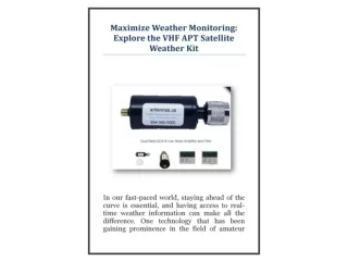 Maximize Weather Monitoring Explore the VHF APT Satellite Weather Kit