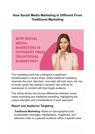How Social Media Marketing Is Different From Traditional Marketing