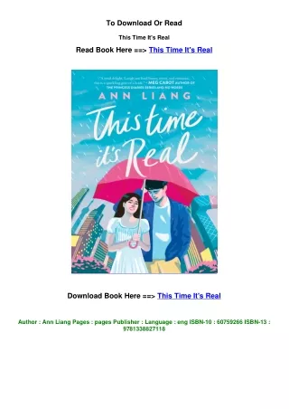 PDF Download This Time It's Real by Ann Liang