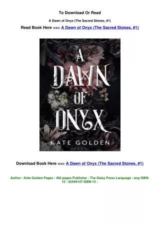 DOWNLOAD EPub A Dawn of Onyx (The Sacred Stones, #1) BY Kate  Golden