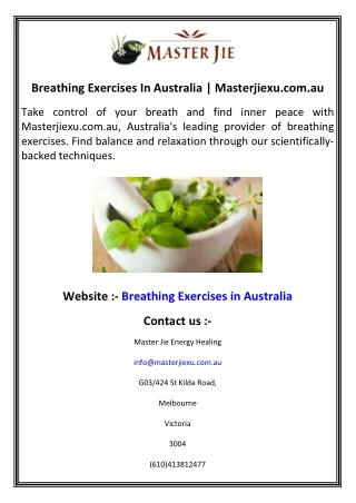 Breathing Exercises In Australia  Masterjiexu.com.au