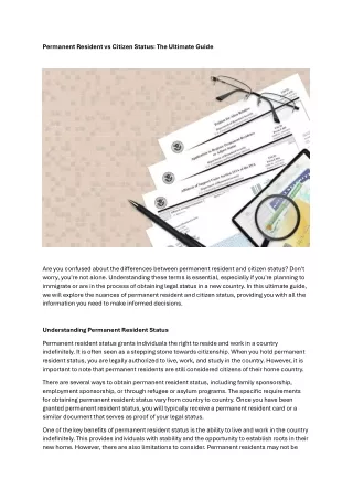 Permanent Resident vs Citizen Status The Ultimate Guide