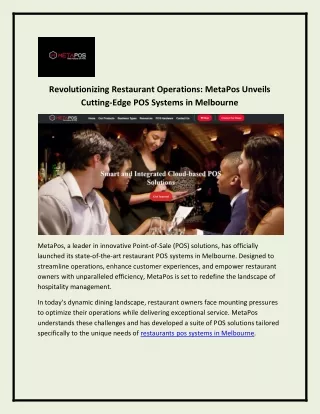 Restaurant POS Systems Melbourne - MetaPos
