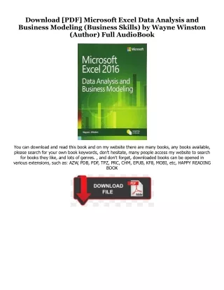 ~[^EPUB] Microsoft Excel Data Analysis and Business Modeling (Business Skills) [