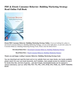 Download [ebook]$$ Consumer Behavior: Building Marketing Strategy [DOWNLOAD PDF] PDF By  David L Mothersbaugh Associate