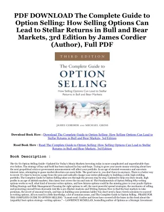 [BOOK] The Complete Guide to Option Selling: How Selling Options Can Lead to Ste