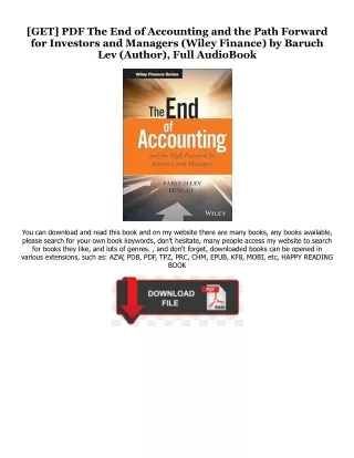 [Read] The End of Accounting and the Path Forward for Investors and Managers (Wiley Finance) [DOWNLOAD PDF] PDF By  Baru