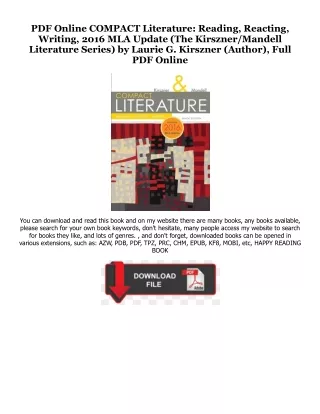 Download In #PDF COMPACT Literature: Reading, Reacting, Writing, 2016 MLA Update