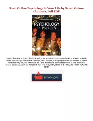 read online Psychology in Your Life (EBOOK PDF) By  Sarah Grison (Author),