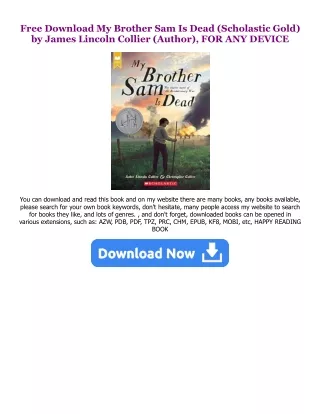 Download and Read online My Brother Sam Is Dead (Scholastic Gold) [PDFEPub] By  James Lincoln Collier (Author),