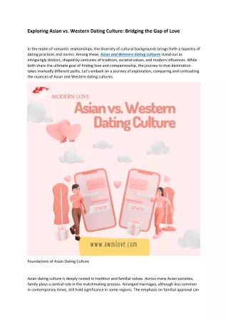 Exploring Asian vs. Western Dating Culture: Bridging the Gap of Love