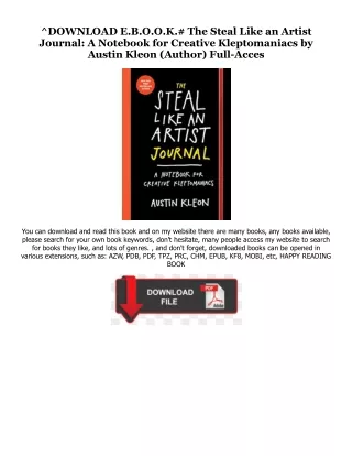 (Download Ebook) The Steal Like an Artist Journal: A Notebook for Creative Klept