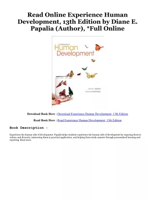 (Download Ebook) Experience Human Development, 13th Edition $BOOK^ By  Diane E.