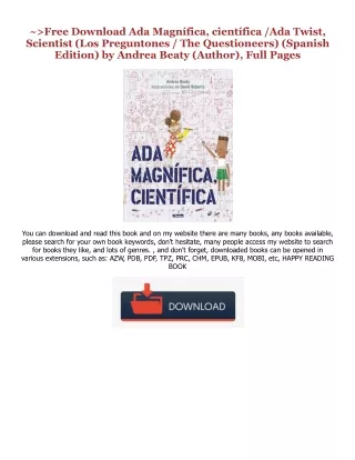 Ebooks download Ada Magnífica, científica /Ada Twist, Scientist (Los Preguntones