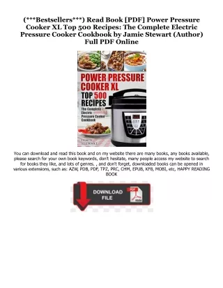 READ PDF Power Pressure Cooker XL Top 500 Recipes: The Complete Electric Pressur