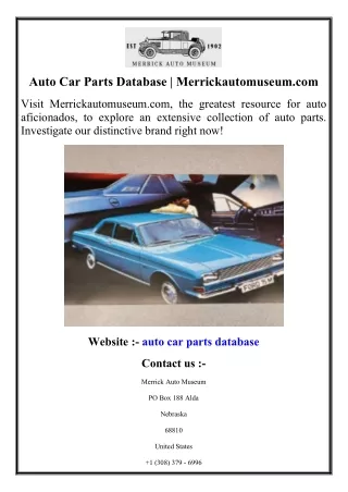 Auto Car Parts Database Merrickautomuseum.com