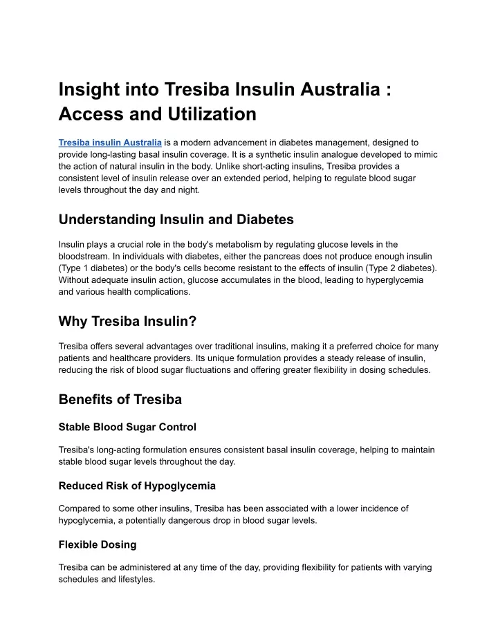 insight into tresiba insulin australia access