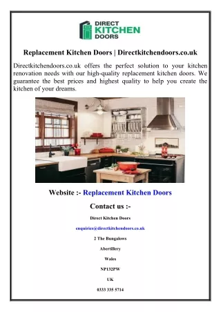 Replacement Kitchen Doors Directkitchendoors.co.uk