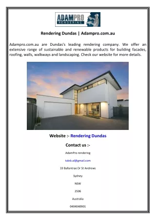 Rendering Dundas  Adampro.com.au