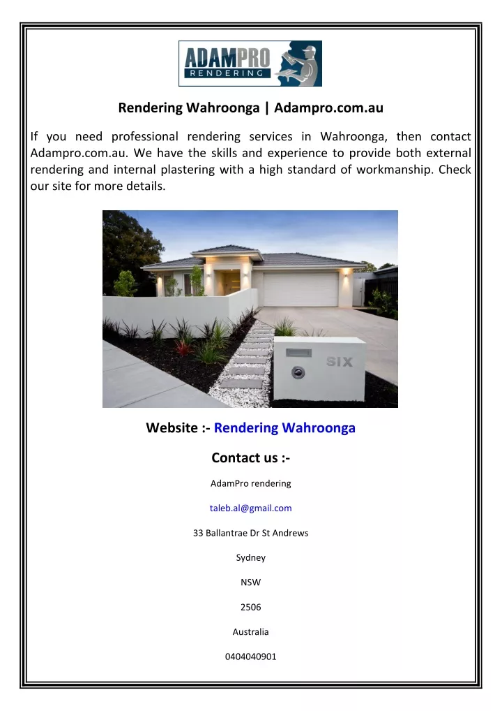 rendering wahroonga adampro com au