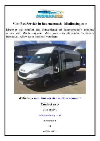 Mini Bus Service In Bournemouth  Minibusing.com
