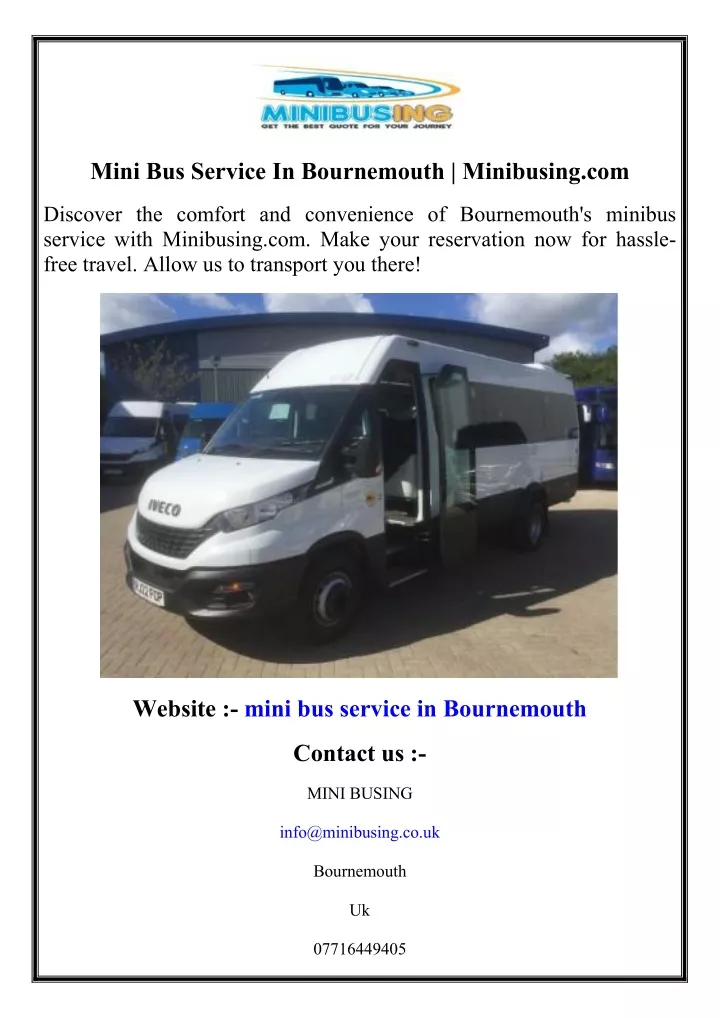 mini bus service in bournemouth minibusing com
