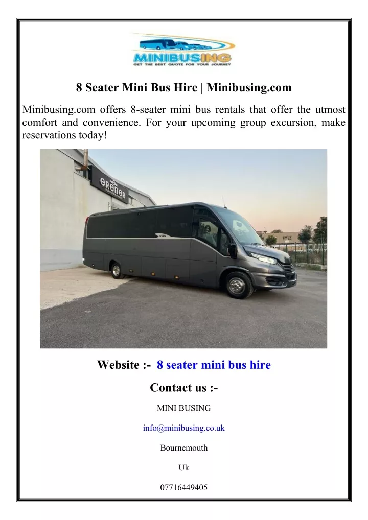 8 seater mini bus hire minibusing com