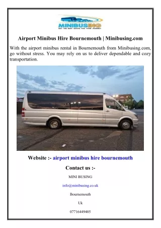 Airport Minibus Hire Bournemouth  Minibusing.com