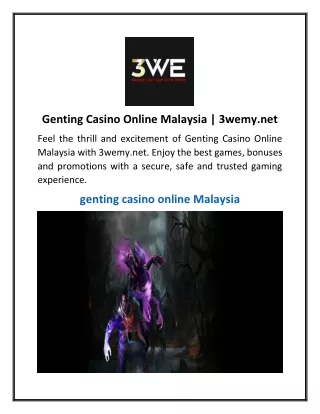 Genting Casino Online Malaysia  3wemy.net