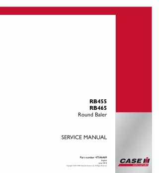 CASE IH RB455 Round Baler Service Repair Manual