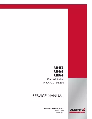 CASE IH RB465 Round Baler Service Repair Manual (PIN YGN192828 and above)