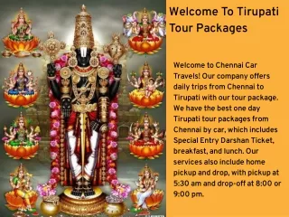 Chennai To Tirupati Tour Package - CCT Travels