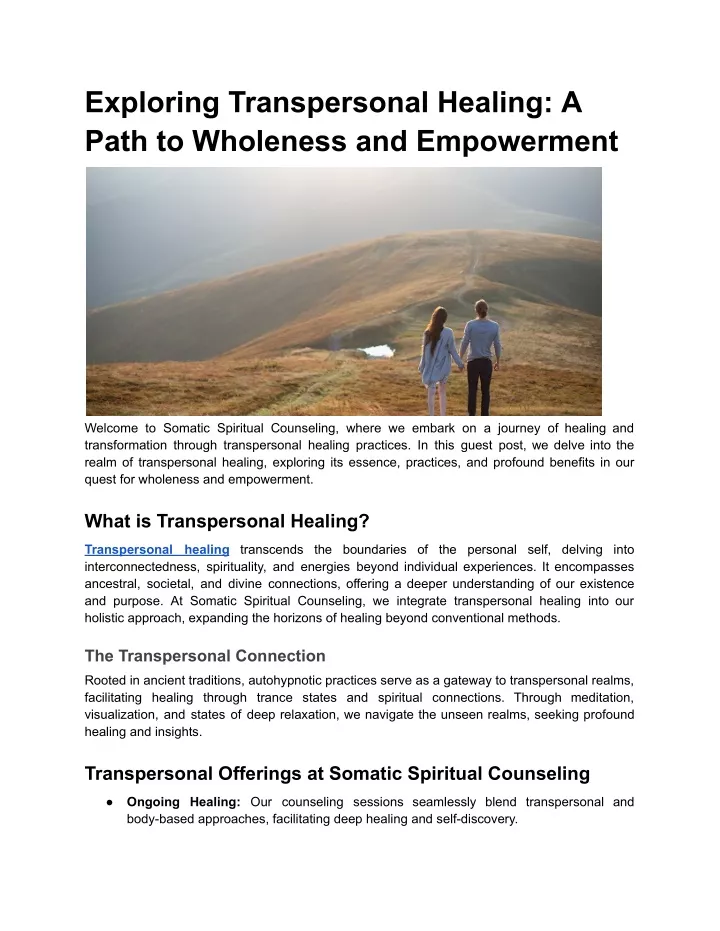 exploring transpersonal healing a path