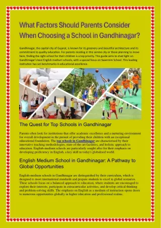 What Factors Should Parents Consider When Choosing a School in Gandhinagar?