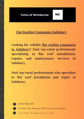 Flat Roofing Companies Salisbury
