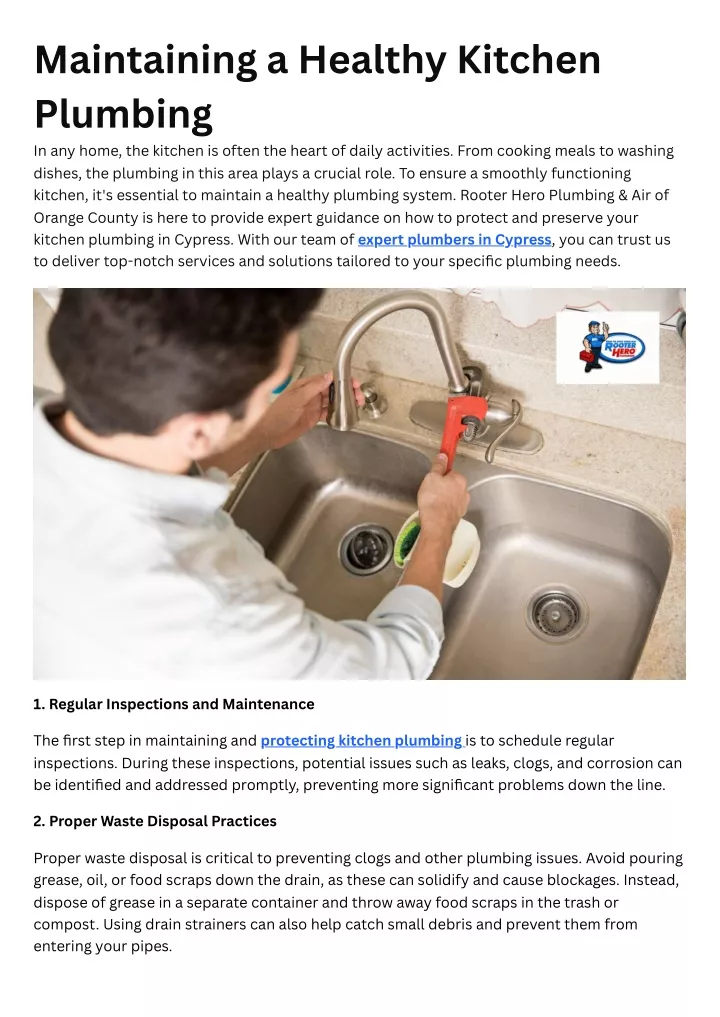 maintaining a healthy kitchen plumbing