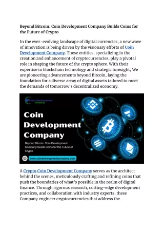 beyond bitcoin coin development company builds