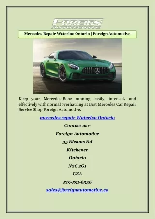 Mercedes Repair Waterloo Ontario | Foreign Automotive