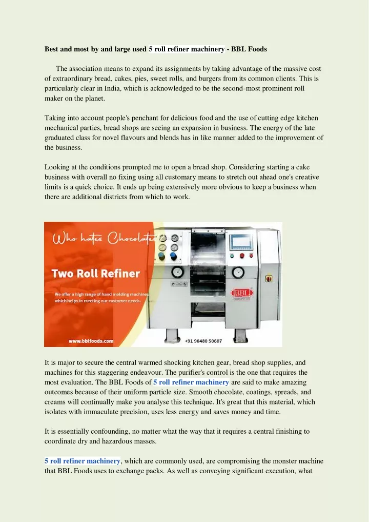 best and most by and large used 5 roll refiner